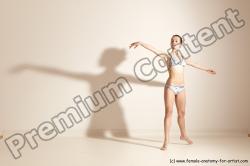 Underwear Gymnastic poses Woman White Moving poses Slim long brown Dynamic poses Academic